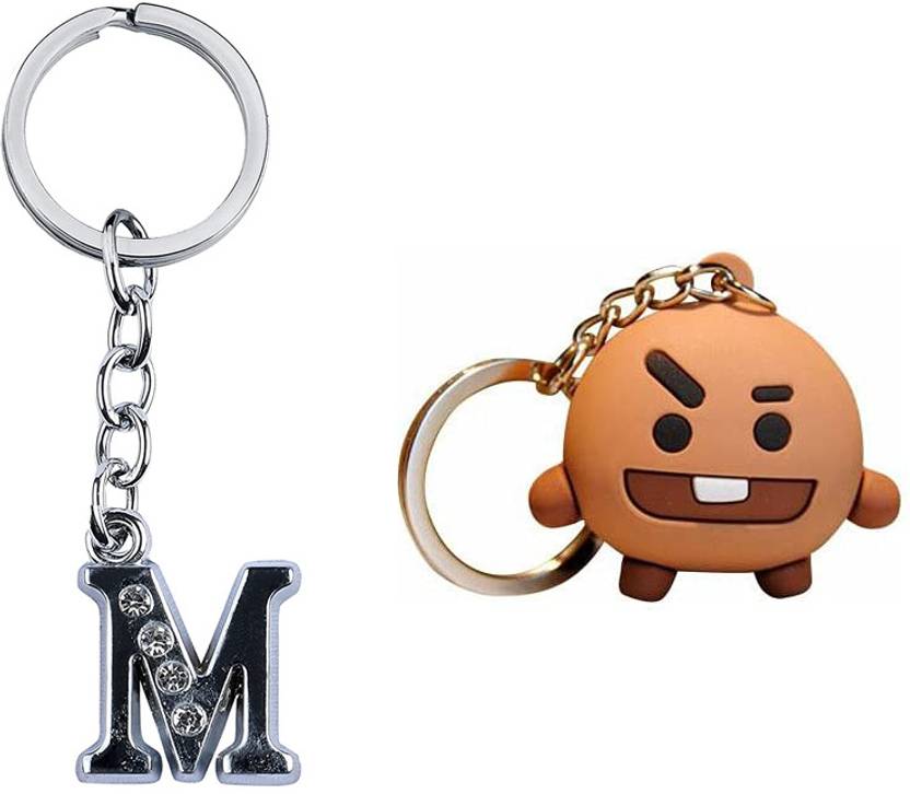 Newview BTS SHOOKY Characters 3D Rubber with Alphabet M Keychain and