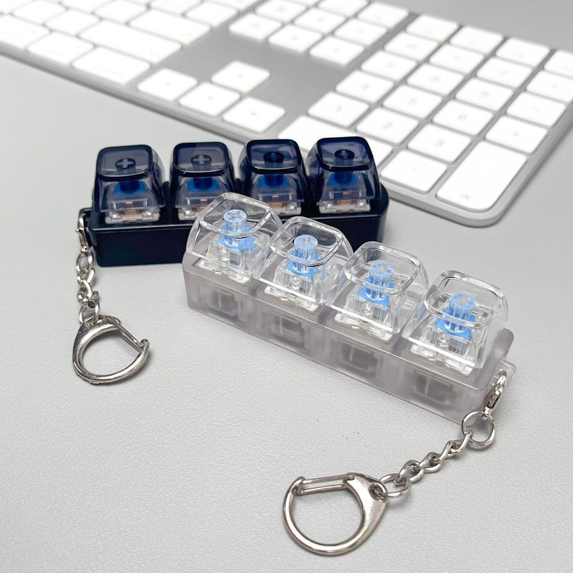 A TO Z ONLINE STORE 4-in-1 Keyboard Fidget Keychain Toy – Button Clicker Stress Relief Toy (1 Pc) Key Chain