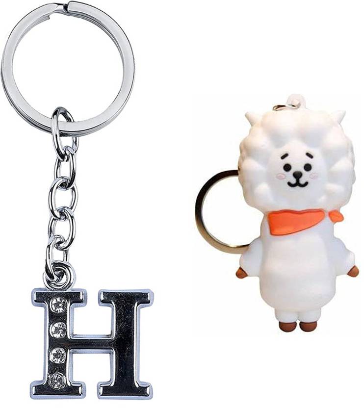 Newview BTS RJ Characters 3D Rubber with Alphabet H Keychain and Key