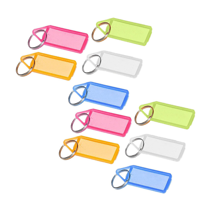 EVERSIGN Multicolor Keyring & Keychain Set with Name Tag Labels (Pack of 10) Key Chain