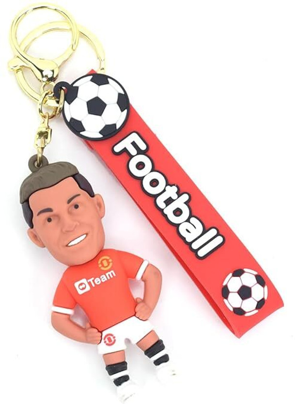 gtrp Red Ronaldo Stand 3D Rubber keychain With Long Ribbon 06 Key Chain