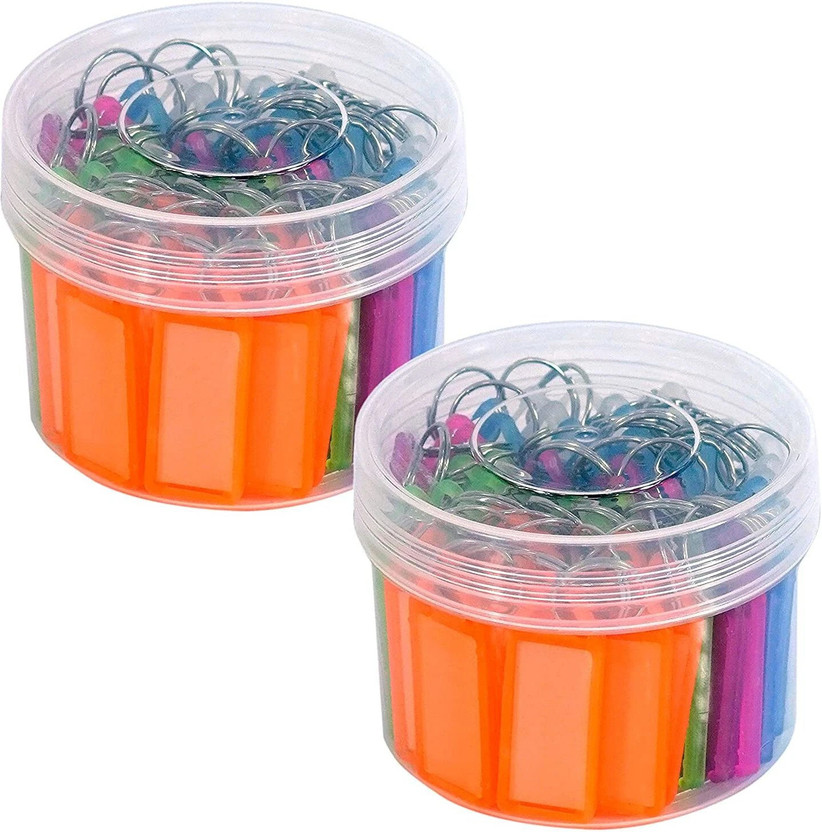 Wolcentra PACK OF 100 Multicolor Keyring & Keychain with Name Tag Labels Key Chain