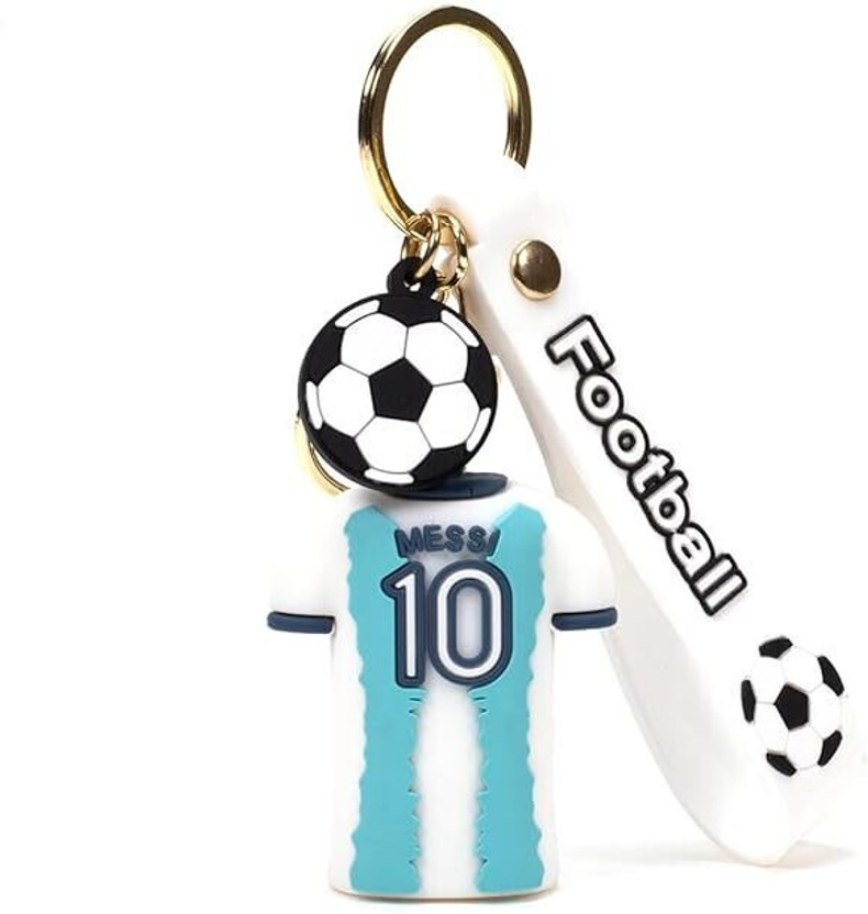 gtrp White Jersey 3D Rubber With Long Ribbon Meesi-New299 Key Chain
