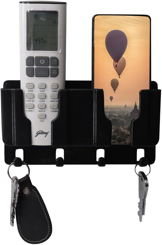 DSNS Wall Mount Mobile Holder Mobile Stand for Charging Remote Holder Pack OF 1(Black)