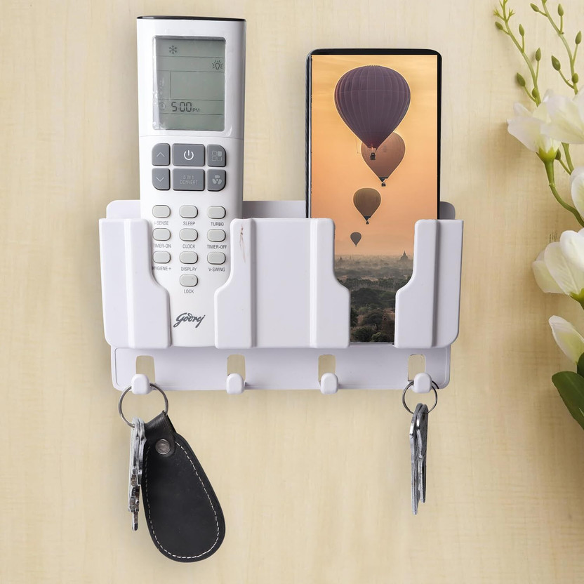 DSNS Wall Mount Mobile Holder Phone Stand for Charging Remote Holder Pack OF 1(White)