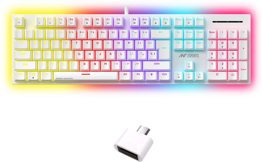 Ant Esports MK3400 PRO V3 Wired USB Standard Gaming Keyboard Compatible with Desktop, Mac with Tactile Brown Mechanical Switches(White)