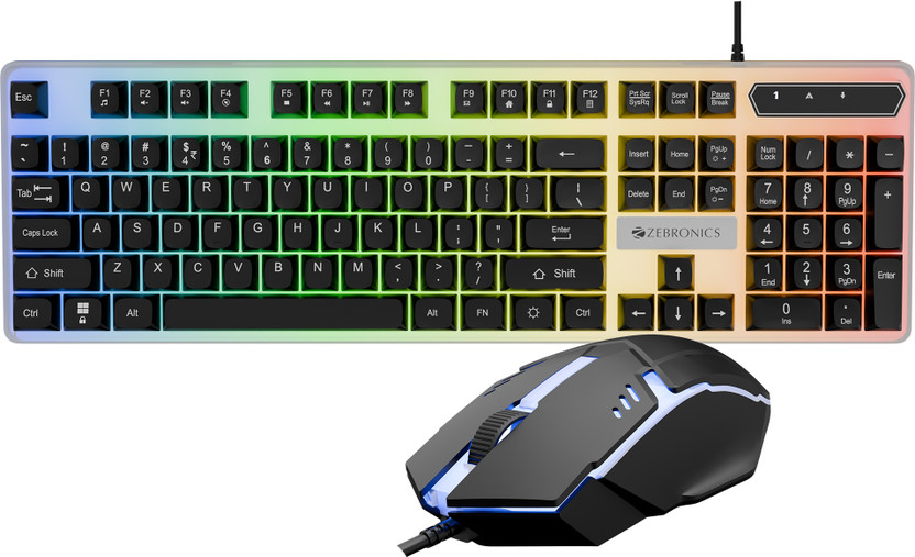 ZEBRONICS Zeb-KKB 4 (Zeb-War 2) White+Black Wired USB Standard Gaming Keyboard Compatible with Desktop, Laptop with Plug & Play USB Interface(White + Black)