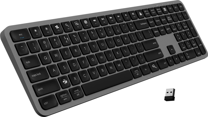 ZEBRONICS K5002MW Wireless, Bluetooth Handheld Desktop Keyboard Compatible with Desktop, Laptop, Tablet, iPad, Mac Slim, Copilot AI Key, 109 Keys, 13 Multimedia Keys, Scissor Switch, BT + 2.4GHz(Black)