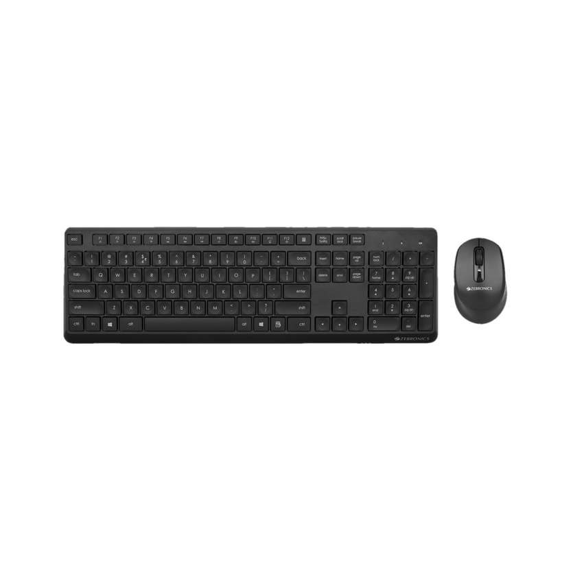 ZEBRONICS Zeb Companion 200 Wireless Combo with Silent Operation Mouse, Power Saving Mode Wireless Standard Desktop Keyboard Compatible with Desktop, Laptop, Mac 1600 DPI, Integrated Multimedia, ON/Off, 2.4GHz Nano Receiver & Plug Play Usage(Black)