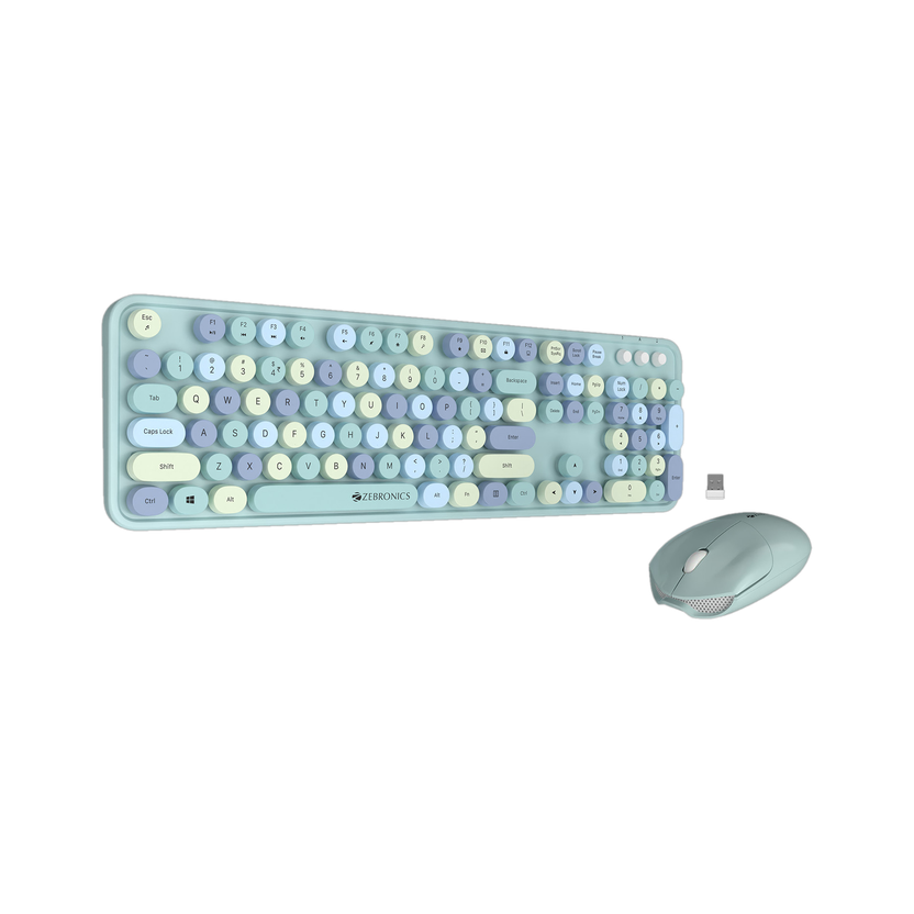 ZEBRONICS ZEBRONICS Zeb-Companion 300 Wireless Keyboard with Retro Keys and Mouse set (BLUE) Wireless Standard Desktop Keyboard Compatible with Desktop, Laptop, Mac Zebronics-Companion 300 (Retro Style) Wireless Mouse & keyboard combo with 2.4GHz Nano receiver, Rounded Keys,Integrated Multimedia control and P - Flipkart Deal