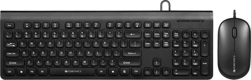 ZEBRONICS Judwaa 880 Wired USB Handheld Desktop Keyboard Compatible with Desktop, Laptop, Mac with 1000 DPI Optical Mouse, 105 Keys Layout, 12 Dedicated Multimedia Hotkeys(Black)