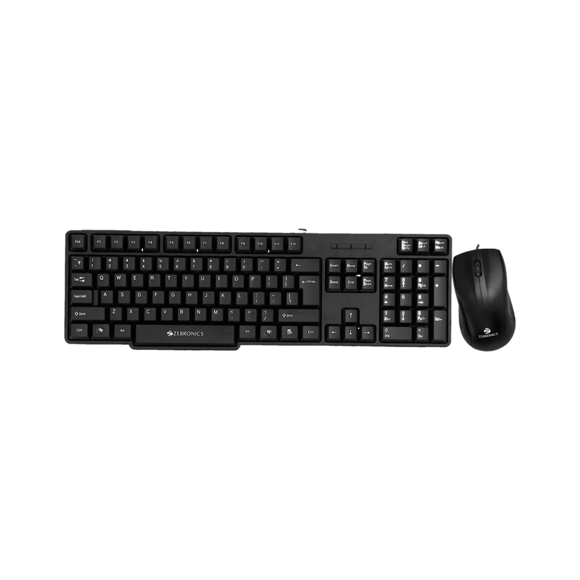 ZEBRONICS Zeb-Judwaa 750 Combo Wired USB Standard Desktop Keyboard Compatible with Desktop, Laptop, Mac with 104 Keys and a USB Mouse with 1200 DPI(Black)