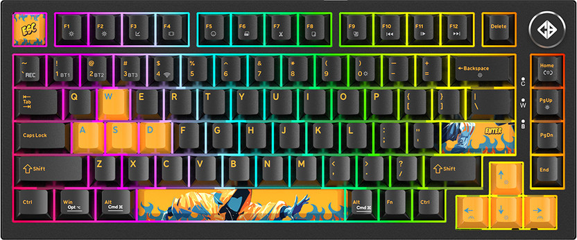 Cosmic Byte Phantom TKL Wireless Tri Mode Mechanical Keyboard Black Bluetooth, Wired USB, Wireless Tenkeyless Gaming Keyboard Compatible with Desktop, Laptop, Mac, Tablet, iPad Tri-Mode (BT + 2.4GHz + Type-C), with Compact Tenkeyless Layout, 12-inch Tablet & Smartphone Slot(Black)