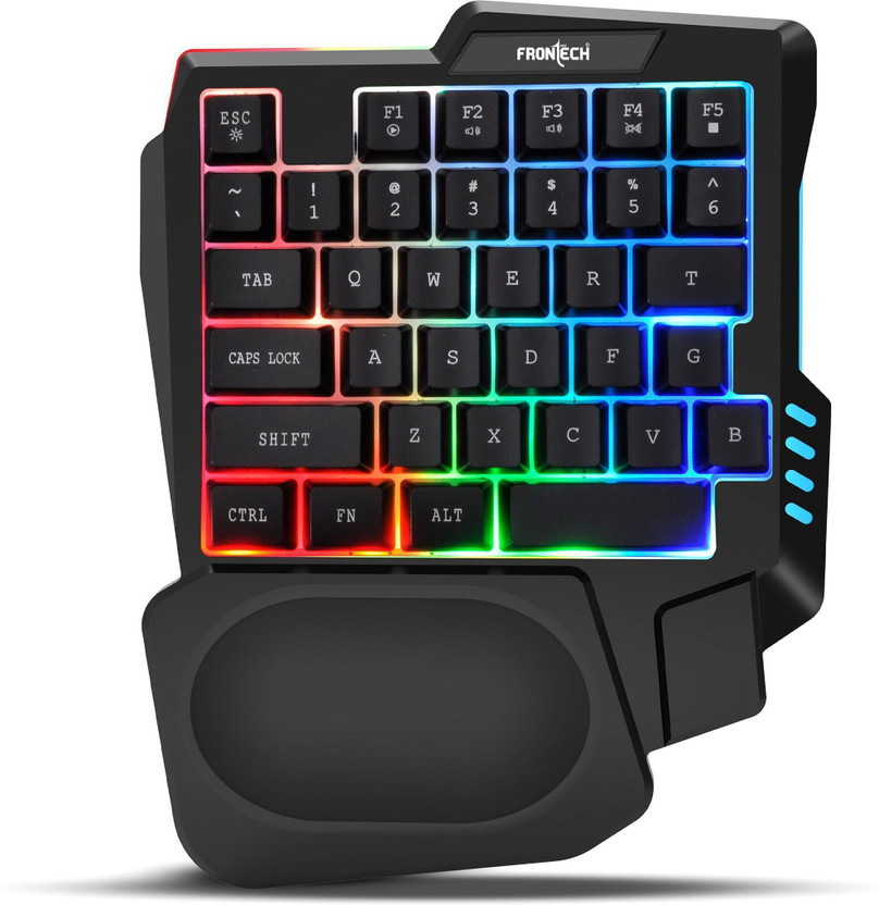 Frontech KB-0008P Wired USB Handheld Gaming Keyboard Compatible with Desktop, Tablet, Laptop(Black)