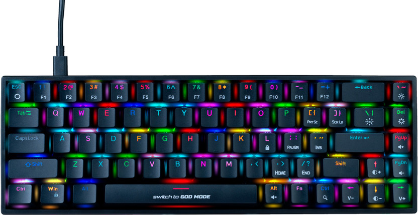 Cosmic Byte CB-GK-31 Artemis Per Key RGB Mechanical Red Switch Wired USB Laptop-size Gaming Keyboard Compatible with Desktop, Laptop, Mac(Black)