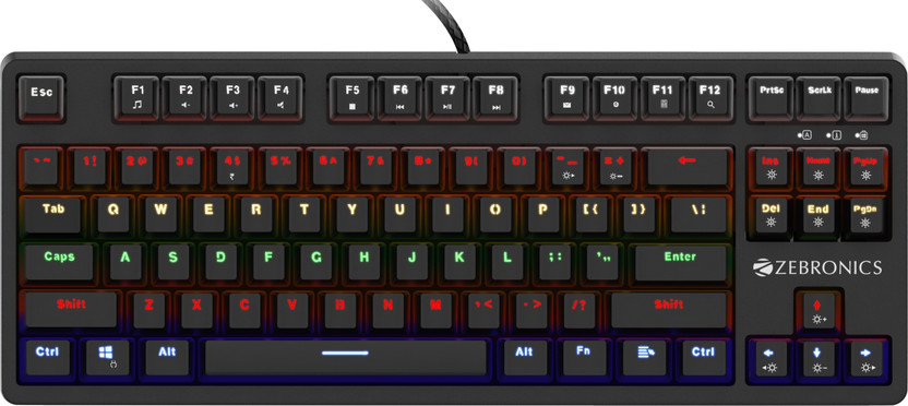 ZEBRONICS Zeb-Max V2 Wired USB Standard Gaming Keyboard Compatible with Desktop, Laptop, Mac , with gaming mode ,multimedia_keys,Zeb-Max V2 Wired USB Gaming(Black)