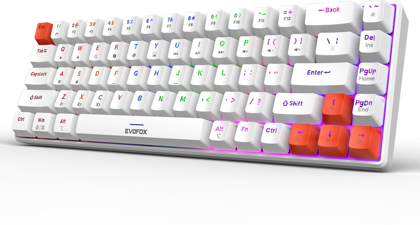 EVOFOX Katana S Mini Rechargeable Mechanical Tri-Mode (3xBT, 2.4GHz & Wired) Wireless Tenkeyless Gaming Keyboard Compatible with Desktop, Laptop, Mac(White)