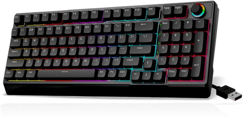 Khanjan Corporation Zenith Mechanical Keyboard Wired USB Standard Gaming Keyboard Compatible with Laptop(Black)