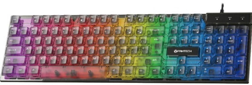 Fantech Keyboard Shikari S Membrane Gaming Keyboard with RGB Lighting and Anti-ghosting Wired USB Standard Gaming Keyboard Compatible with Desktop, Laptop, Mac, Tablet(Black)