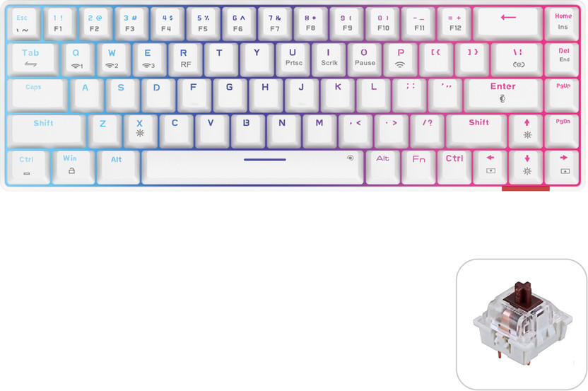 Portronics Hydra 10/5.0 + 2.4 GHz, RGB, Type C Charging,Mechanical Bluetooth, Wireless Standard Gaming Keyboard Compatible with Desktop, Laptop, Mac Hydra 10/5.0 + 2.4 GHz, RGB, Type C Charging,Mechanical Bluetooth,(Brown Switch, White)