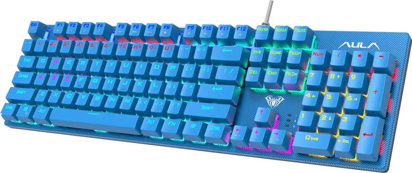 Aula S2022 Mechanical Wired USB Standard Gaming Keyboard Compatible with Desktop, Laptop, Mac stand support,S2022(Blue)
