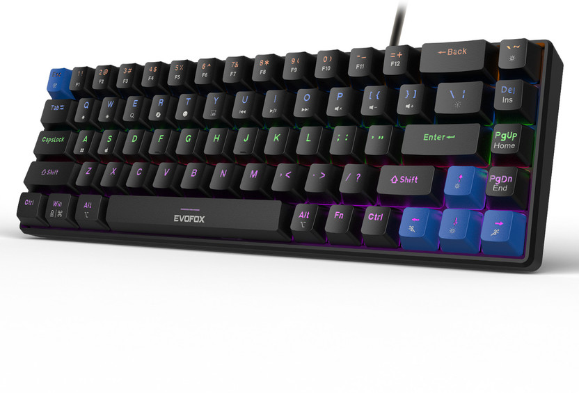 EVOFOX Katana S Mini Mechanical with Silent Red Switches & Rainbow Backlighting Wired USB Tenkeyless Gaming Keyboard Compatible with Desktop, Laptop, Mac(Black)