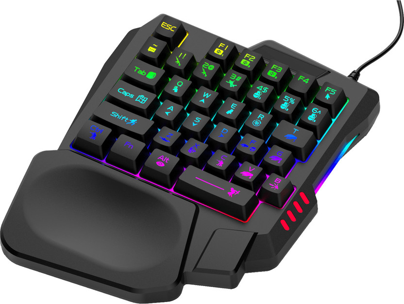 xavion One Handed RGB Backlite 35Keys Wired USB Handheld Gaming Keyboard Compatible with Desktop, Laptop, Mac(Black)