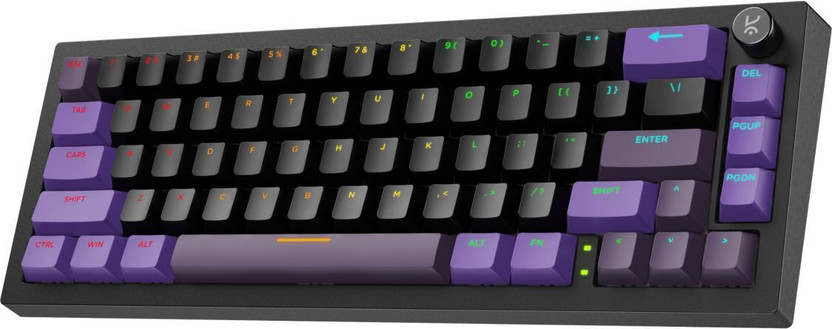 Kreo Swarm 65 Wireless RGB Mechanical Gaming Keyboard 5-Layer Sound Dampening Wireless Laptop-size Gaming Keyboard Compatible with Desktop, Laptop, Mac(Black, Purple, GTMX Sense)