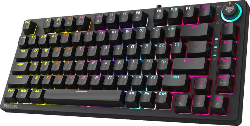 EVOFOX Katana X2 TKL Mechanical Wired USB Tenkeyless Gaming Keyboard Compatible with Desktop, Laptop, Mac multimedia_keys,Katana X2 TKL(Black)