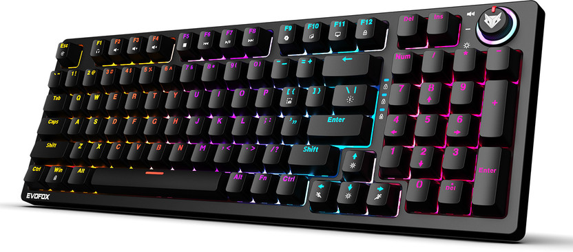 EVOFOX Katana X2 Mechanical with Dynamic Backlighting, Volume Knob, Anti Ghosting Keys Wired USB Standard Gaming Keyboard Compatible with Desktop, Laptop(Black)