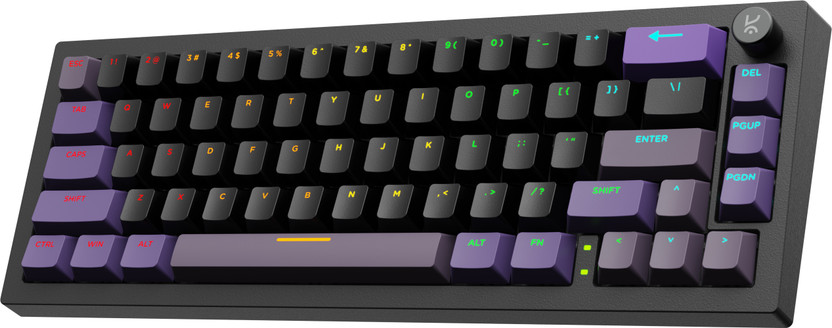 Kreo Kreo Swarm 65 Wireless RGB Mechanical Gaming Keyboard 5-Layer Sound Dampening Wireless Laptop-size Gaming Keyboard Compatible with Desktop, Laptop, Mac with Multi-Device Bluetooth, Backlit LED Illumination(Black, Purple) - Flipkart Deal