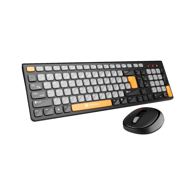 Portronics Portronics POR 2113 Wireless Standard Laptop Keyboard Compatible with Desktop, Laptop, Mac with Upto 1600 Adjustable DPI Optical Mouse, 2.4GHz Lag-Free Wireless, 104 Soft Keys Layout, 12 Dedicated Shortcut Keys, Copilot AI-Enabled Functionality, Silent Key Design(Grey, Orange) - Flipkart Deal