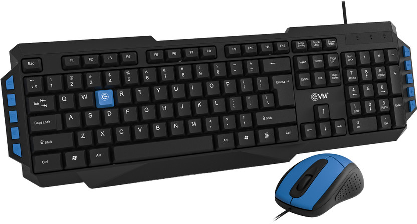 EVM WDKM-414 Wired USB Standard Laptop Keyboard Compatible with Desktop, Laptop, Mac with 1000 DPI Optical Mouse, Plug & Play USB Interface, 114 Keys Layout, 1.2m Copper Wire Cable, Anti-Slip Grille Roller(Black3)