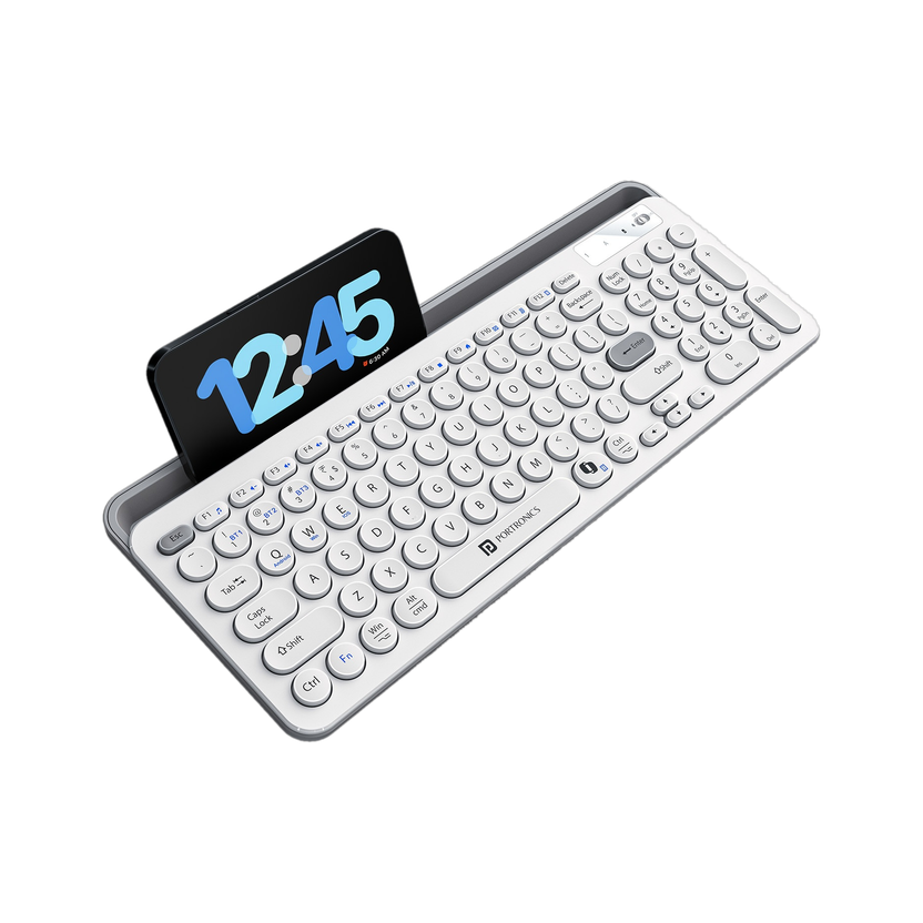 Portronics Bubble 3.0 Wireless Bluetooth Rechargeable Keyboard,Dual Height Adjustment Bluetooth, Wireless Standard Laptop Keyboard Compatible with Laptop, Desktop(White)