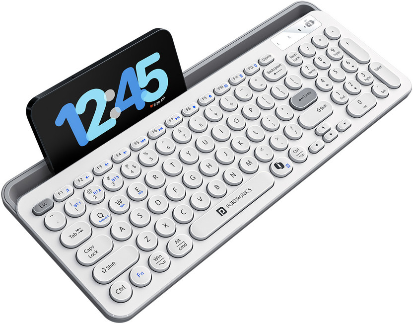 Portronics Bubble 3.0 Wireless Bluetooth Rechargeable Keyboard,Dual Height Adjustment Bluetooth, Wireless Standard Laptop Keyboard Compatible with Laptop, Desktop(White)