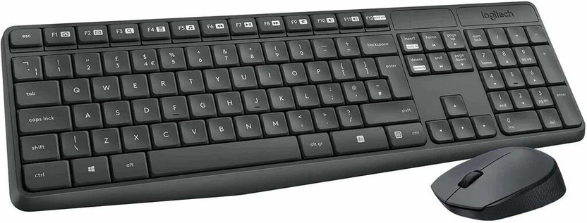 Logitech MK235 Full-Sized, 15 FN Keys, 3-Year Battery Life Combo Mouse and Wireless Standard Laptop Keyboard Compatible with Desktop, Laptop, Mac 2.4 GHz Wireless Unifying USB Receiver, Compatible with PC,(Black)