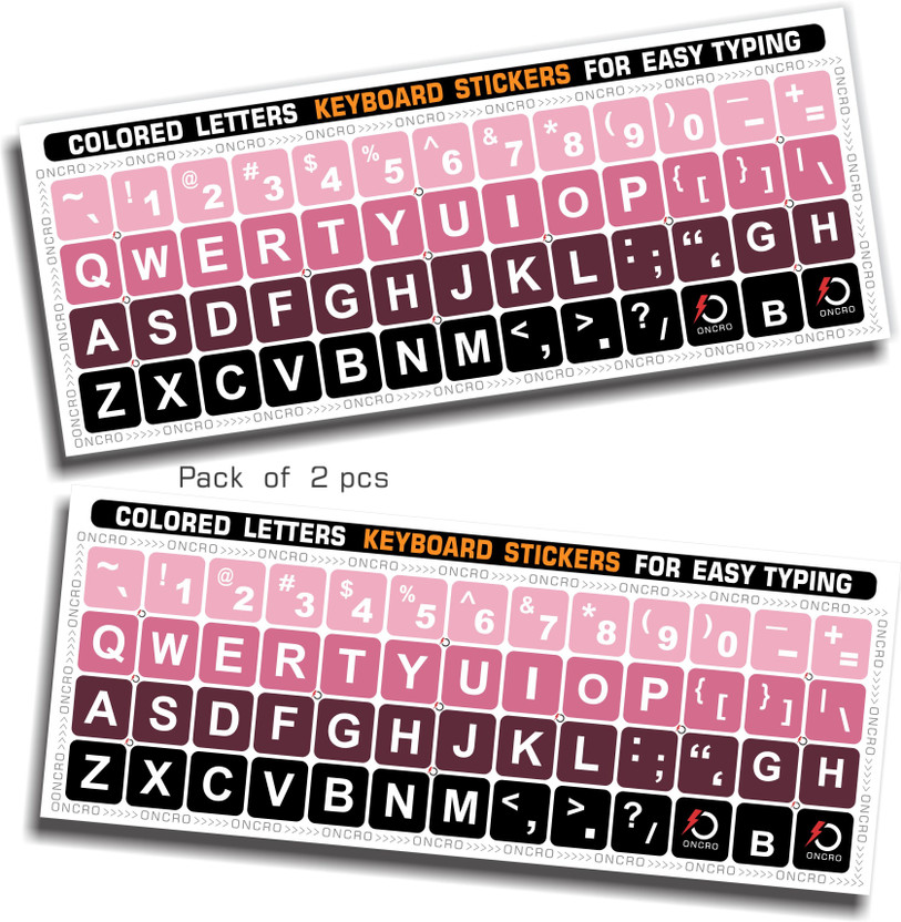 ONCRO Colored Language Typing font English letter keyboard sticker alphabets stickers Wired USB Laptop-size Laptop Keyboard Compatible with Laptop, Desktop, Mac(Pink)