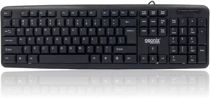 GEONIX Wired Essential Wired USB Standard Laptop Keyboard Compatible with Desktop, Laptop, Tablet(Black)
