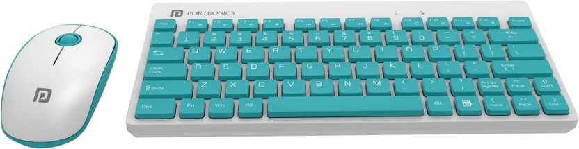 Portronics POR-373 Key2 & Mouse Combo Wireless Laptop-size Laptop Keyboard Compatible with Desktop, Laptop, Mac Compact Light-Weight for PCs, Laptops and Smart TV(White, Green)