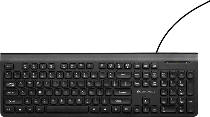 ZEBRONICS K51 (ZEB KKB2) Wired USB Standard Multi-device Keyboard Compatible with Desktop, Laptop, Mac 105 Keys, Rupee Key, 12 Multimedia Keys, Slim Design, Plug & Play(Black)