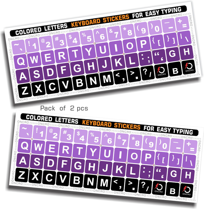 ONCRO Colored Language Typing font English letter keyboard sticker alphabets stickers Wired USB Laptop-size Laptop Keyboard Compatible with Laptop, Desktop, Mac(Purple)