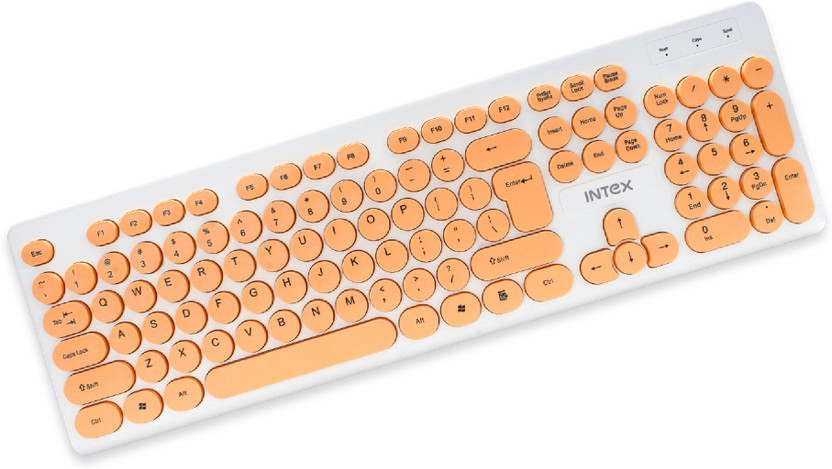 Intex Wired Keyboard Classy (IT-KB335) Wired USB Standard Laptop Keyboard Compatible with Desktop, Laptop, Mac stand support,multimedia_keys(White & Orange)