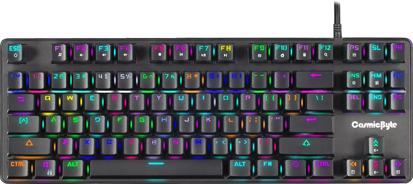 Cosmic Byte CB-GK-16 Firefly Mechanical Outemu Blue Switch Wired USB Tenkeyless Gaming Keyboard Compatible with Desktop, Laptop, Mac with gaming mode ,multimedia_keys,CB-GK-16 Firefly Mechanical Outemu Blue Switch(Black)