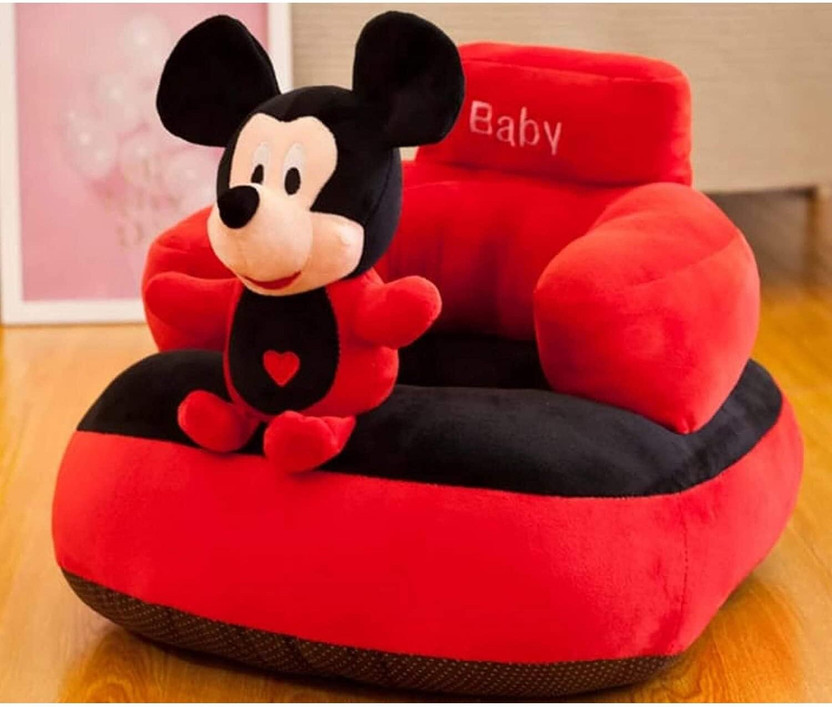 DECRONICS Fabric Sofa(Finish Color - Red, Black, Pre-assembled)