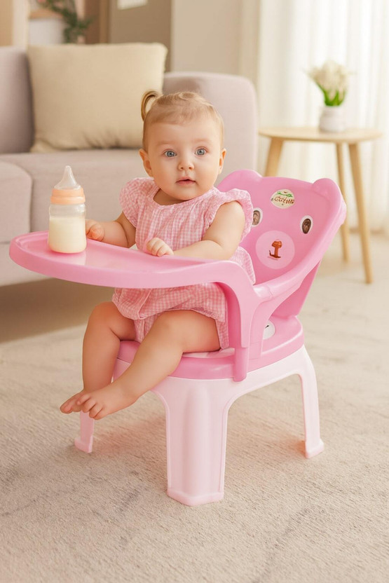 Vicky Baby Chair feeding food Tray Chair for Kids,upto 20 Kgs,1-3 years (Pink) Plastic Chair(Finish Color - pink, Pre-assembled)