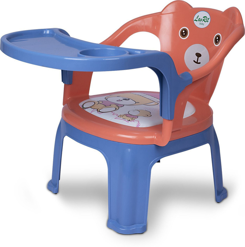 LavRit LavRit Baby Chair with Tray Strong&Durable Portable Chair for Kids,Upto 35Kgs Plastic Chair(Finish Color - Grey and Orange, Pre-assembled)