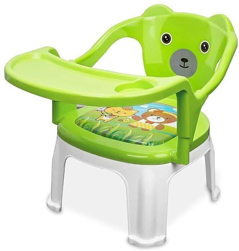 TONY STARK Baby Chair with Tray Strong & Durable Plastic Portable Chair for Kids,Upto 35Kgs Plastic Chair(Finish Color - Green, Pre-assembled)