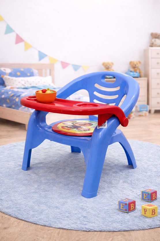 ARLAVYA Plastic Baby/Kid Chair with Removable Tray Plastic Chair(Finish Color - Blue, DIY(Do-It-Yourself))