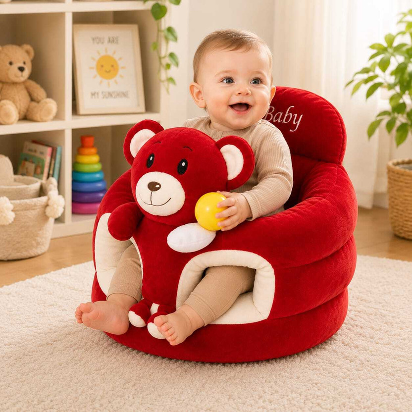 VRD Baby Sofa for Kids Fabric Sofa(Finish Color - Red, Pre-assembled)