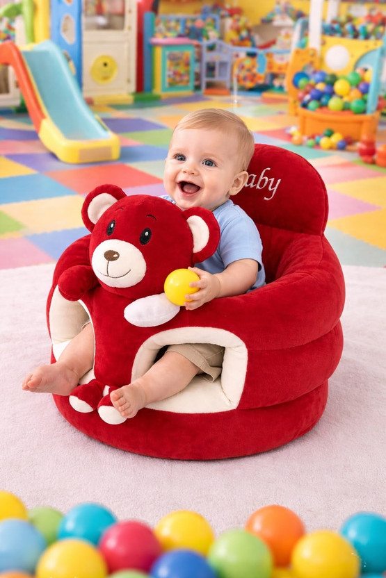 VRD Baby Sofa for Kids Fabric Sofa(Finish Color - Red, Pre-assembled)